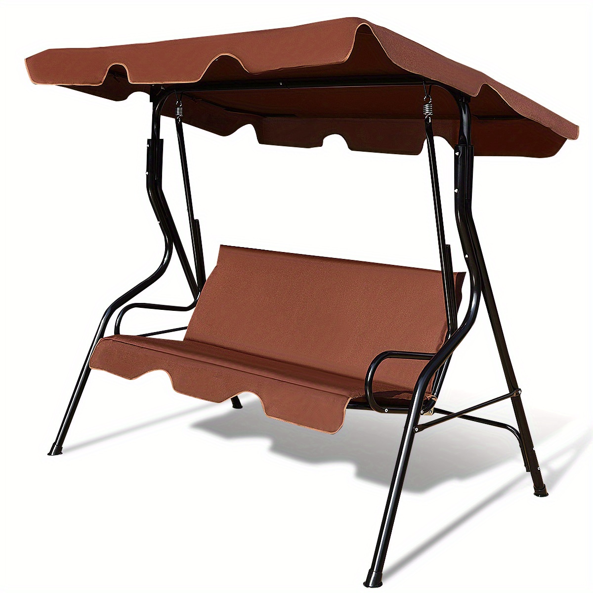 

Multigot Patio 3 Seats Canopy Swing Glider Hammock Steel Frame Cushioned Backyard Coffee