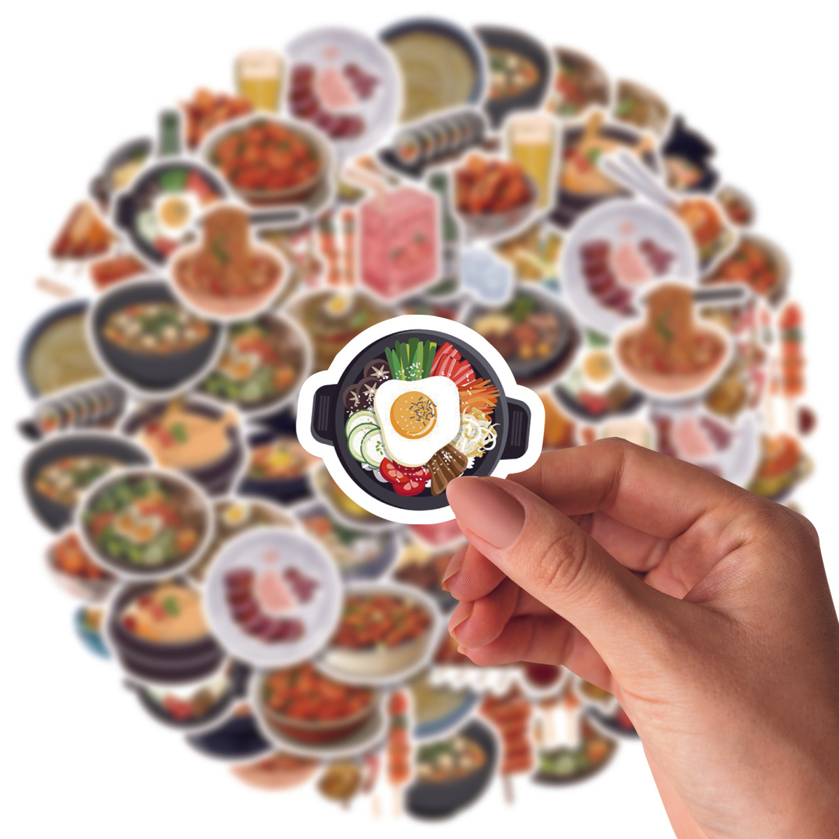 [etori] 46pcs (23 X 2) Korean Fried String Zhajiangmian And Other American Stickers, Recommended Cartoon Decoration, Multi Style Creative Decoration Sticker. For Photo Album, Diarie, Cups, Laptop