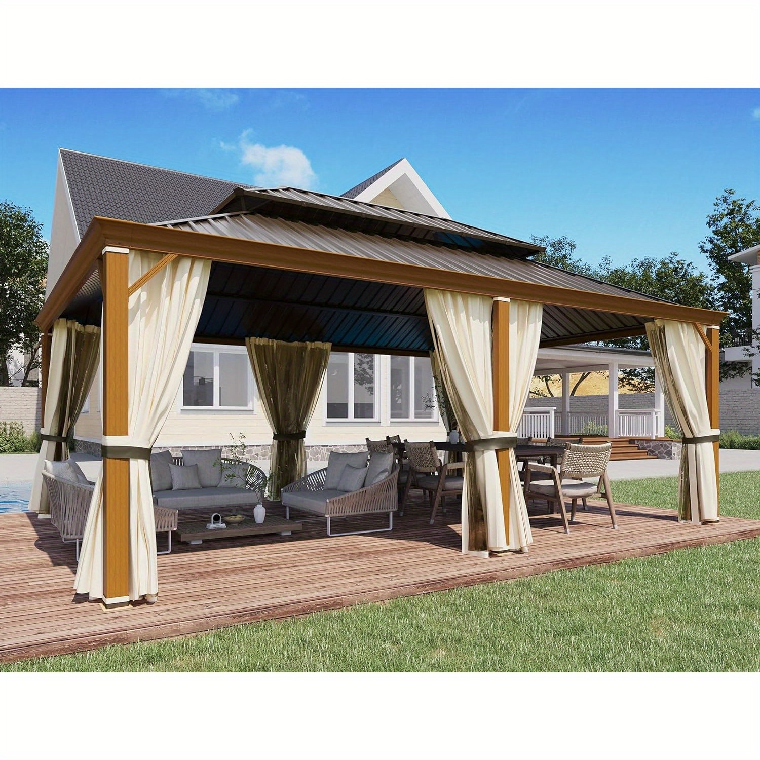 12' x 20' gazebo wood grain metal - {region_name}