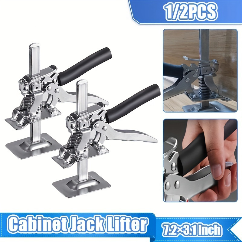 

1pc/2pcs Multi-functional Manual Lift Tool With Height Locator - Non-slip, Adjustable Cabinet & Board Lifter, Metal Construction