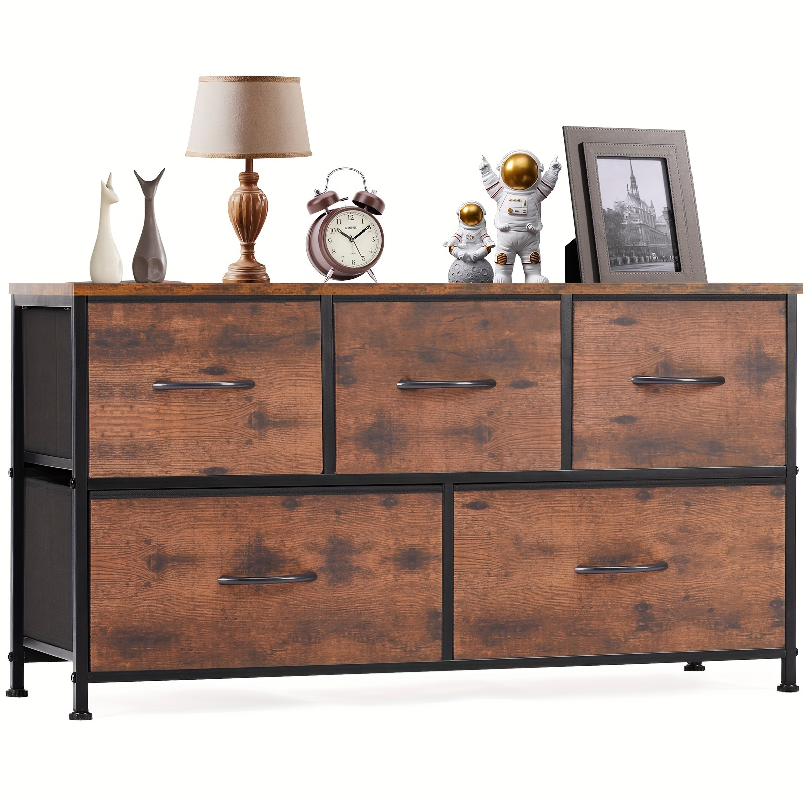 

Dresser For Bedroom With 5 Drawers, Wide Chest Of Drawers, Fabric Dresser, Storage Organizer Unit With Fabric Bins For Closet, Living Room, Hallway