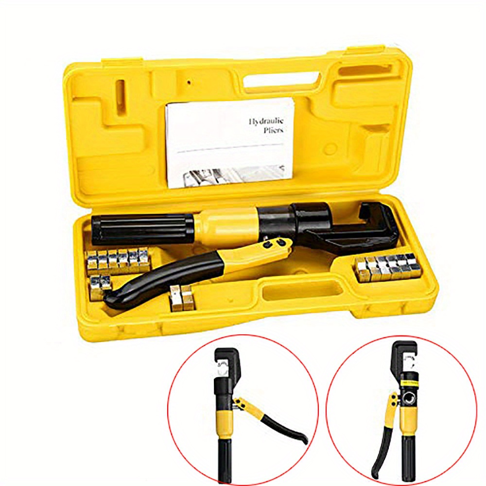 

10 Ton Hydraulic Crimper Crimping Tool Wire Battery Cable Lug Terminal W/ 8 Dies