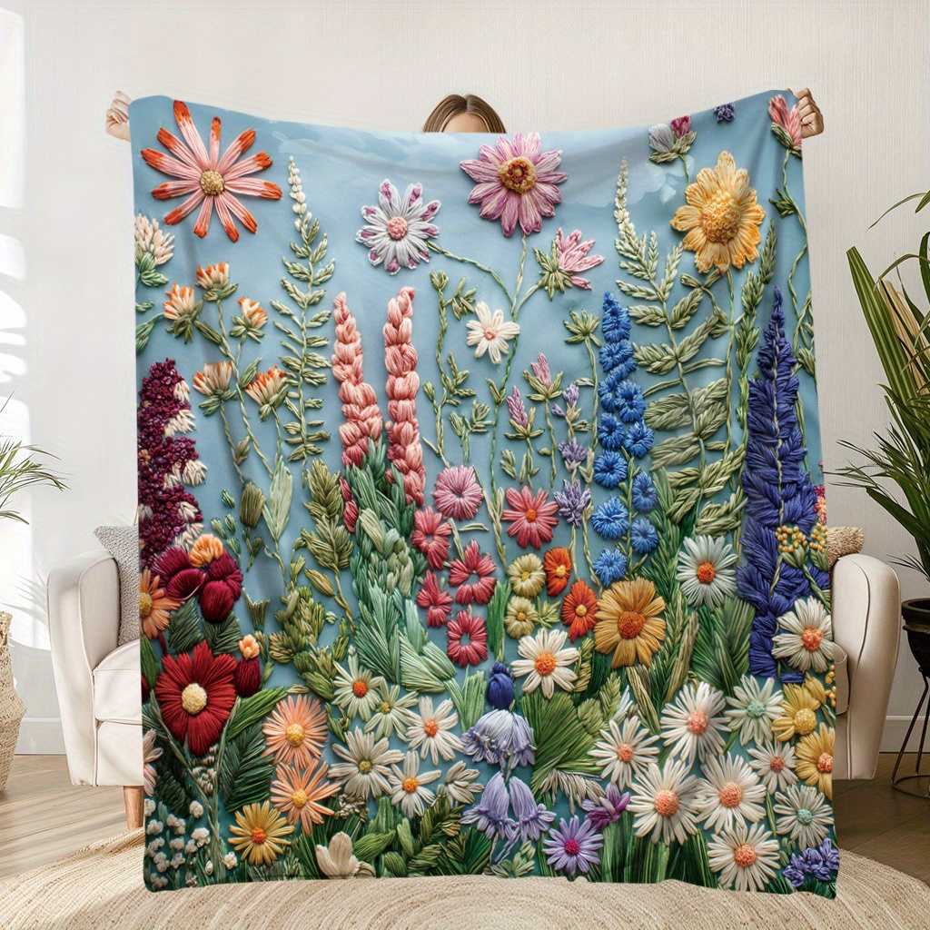 

Cozy Vintage Floral Knit Throw Blanket - Soft, Warm & For , Camping, Travel & Home Decor - Perfect Gift , Family & , Commemorative, Holiday Gifts, Office