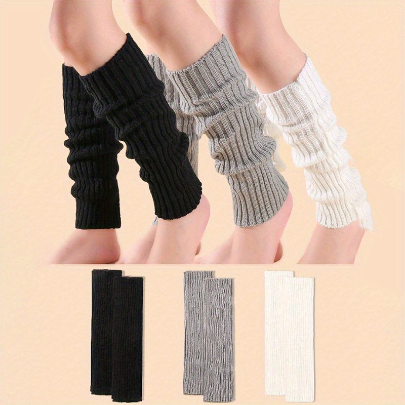 

1/3 Pairs Of Boy's & Girl's Trendy Solid Color Leg Warmers Socks, Soft Thermal Cute Knitted Leg Warmers For Teenager Outdoor Wearing, Autumn And Winter