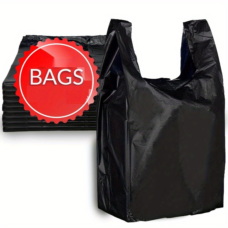 

100-pack Pe (polyethylene) T-shirt Bags - Leak-proof, 20 Micron High-density Strength - Reusable Hdpe Grocery And Retail Shopping Bags, Ideal For Take-out, Pet Waste, And Trash Can Liners