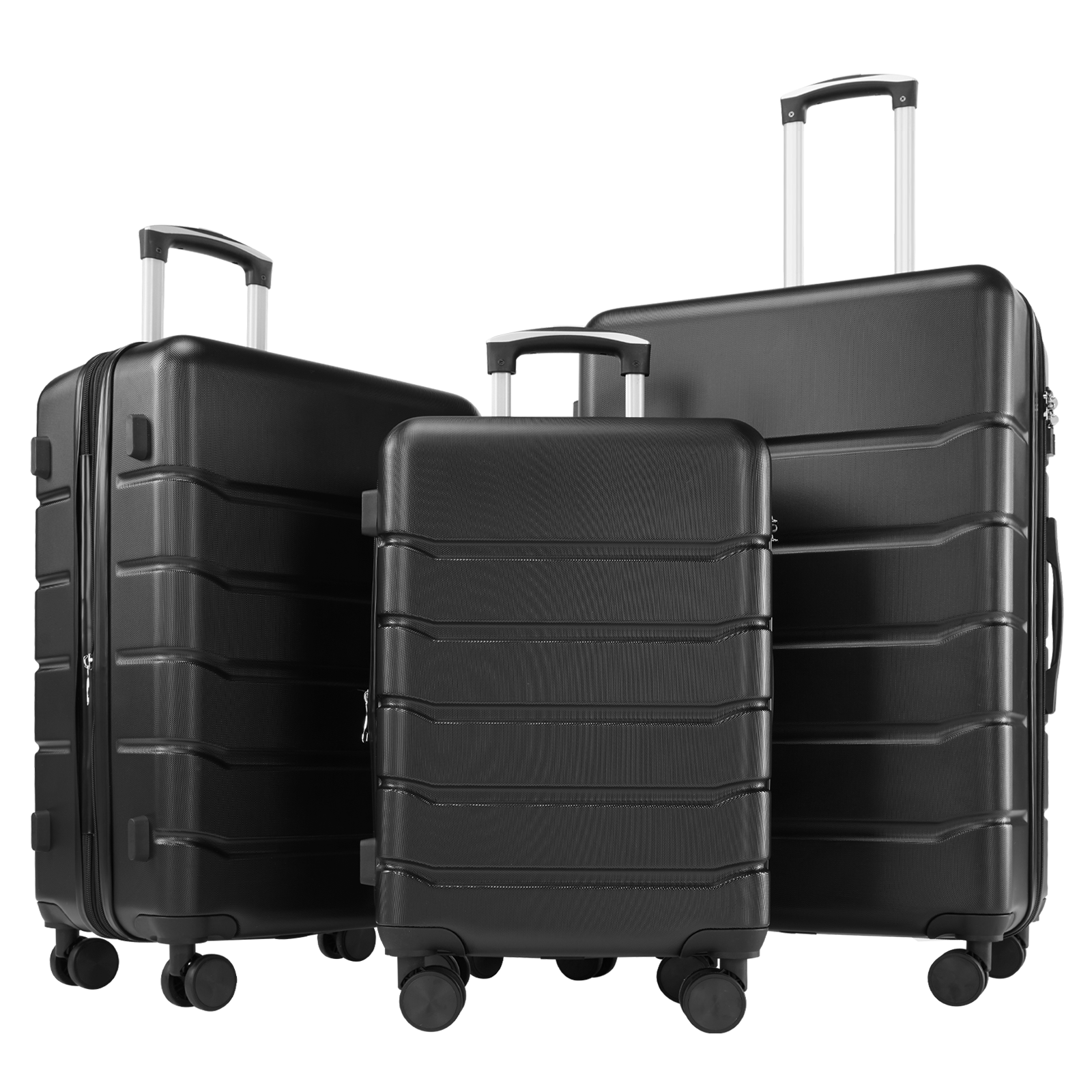 

3-piece Luggage Set, Durable Abs Hard Shell, Expandable Suitcases With 360° Silent Double Spinner Wheels And Tsa Lock
