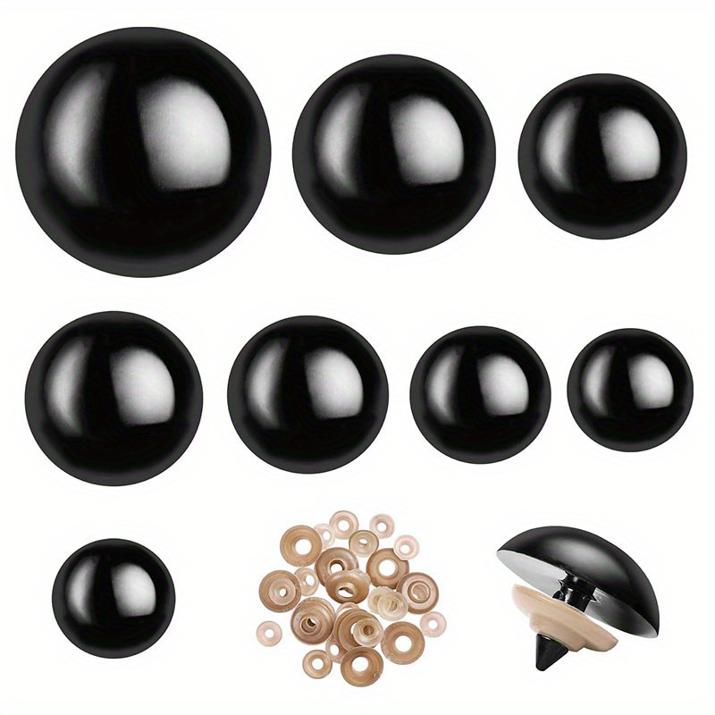 

Ensemble de 160 Grands Yeux de Sécurité Noirs pour Poupées au Crochet, Animaux en Peluche & en Peluche - Kit de Fournitures pour Loisirs Créatifs DIY de 10-30mm