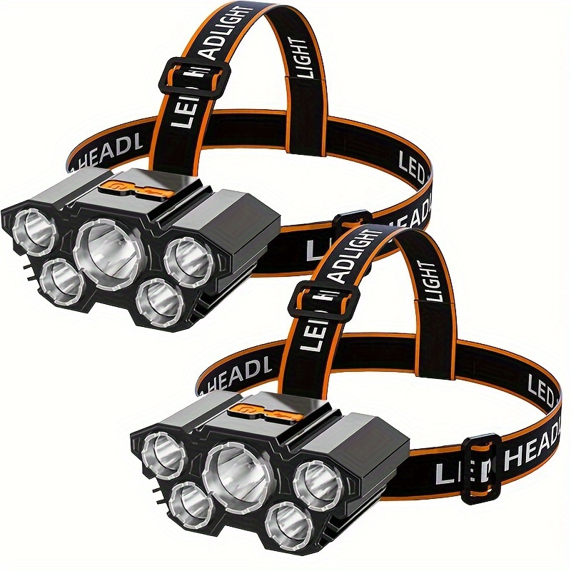 

2pcs Rechargeable Headlamp 5 Led Bright Head Lamp Lightweight Usb Head Light, 8 Mode Head Flashlight For Outdoor Running Hunting Hiking Camping