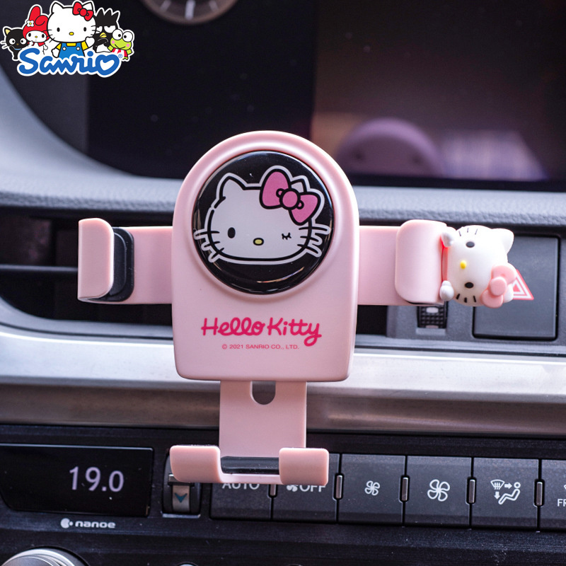 

1pc Authorized By Sanrio Hello Kitty Cute Cell Phone Holder For Car Pink Hello Kitty Phone Mount For Car Clip Cute Cat Car Decor Accessories For Women