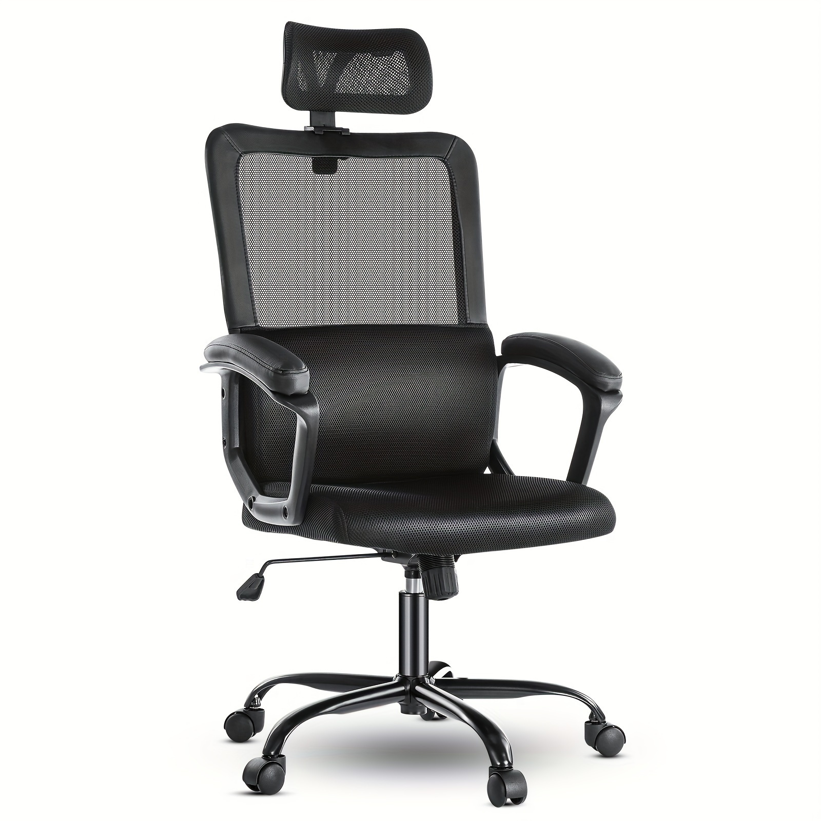 

Office Desk Computer Chair With Wheels, Ergonomic High Back Gaming Home Mesh Chairs, Lumbar Support Comfy Swivel, Adjustable Headrest, Comfortable Pillow, Soft Arms, 120° Tilt For Bedroom, Study