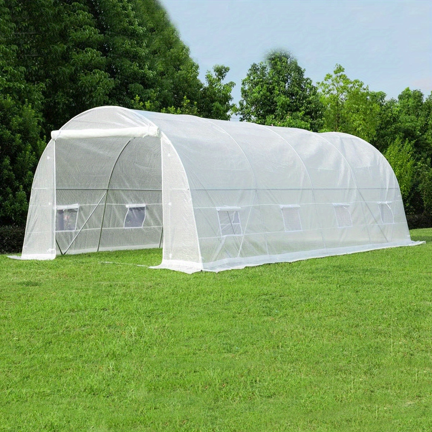 

20' X 10' X 7' Greenhouse Large Gardening Plant Hot House Portable Walking In , Green House For Outside Winter Heavy-duty With Reinforced Frame & 8 Screen Windows, White