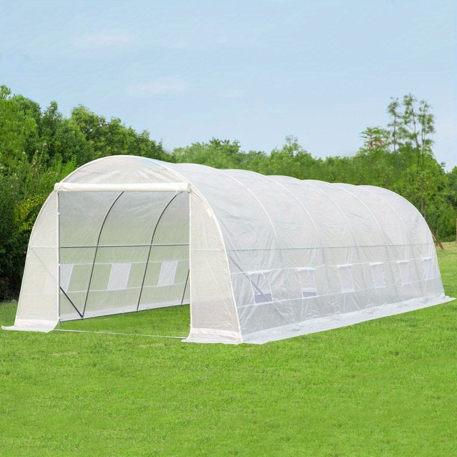 

26' X 10' X 7' Greenhouse Large Gardening Plant Hot House Portable Walking In , Green House For Outside Winter Heavy-duty With Reinforced Frame & 12 Screen Windows, White