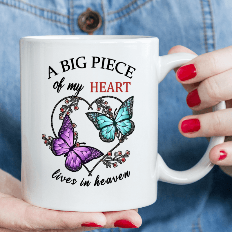 

A Big Lives In Heaven Memorial Ceramic Mug – 11oz White Coffee Cup With & , Reusable & Dishwasher Safe, Perfect Gift For Birthdays, Holidays, Christmas, And New Year