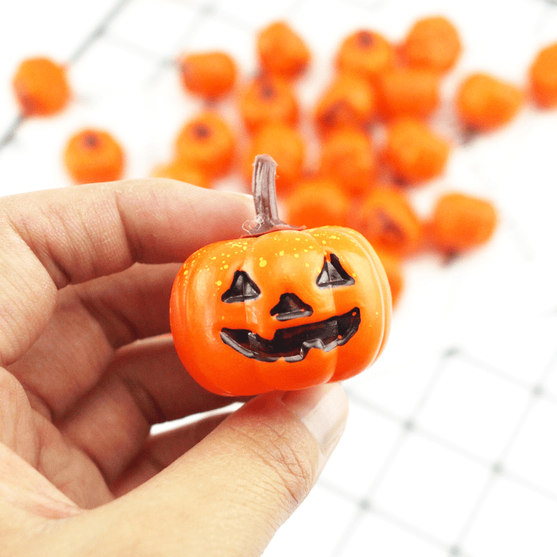 

16pcs Miniature Pumpkin Decorations With Spooky Faces - Perfect For Halloween, Fall Harvest & Autumn Celebrations