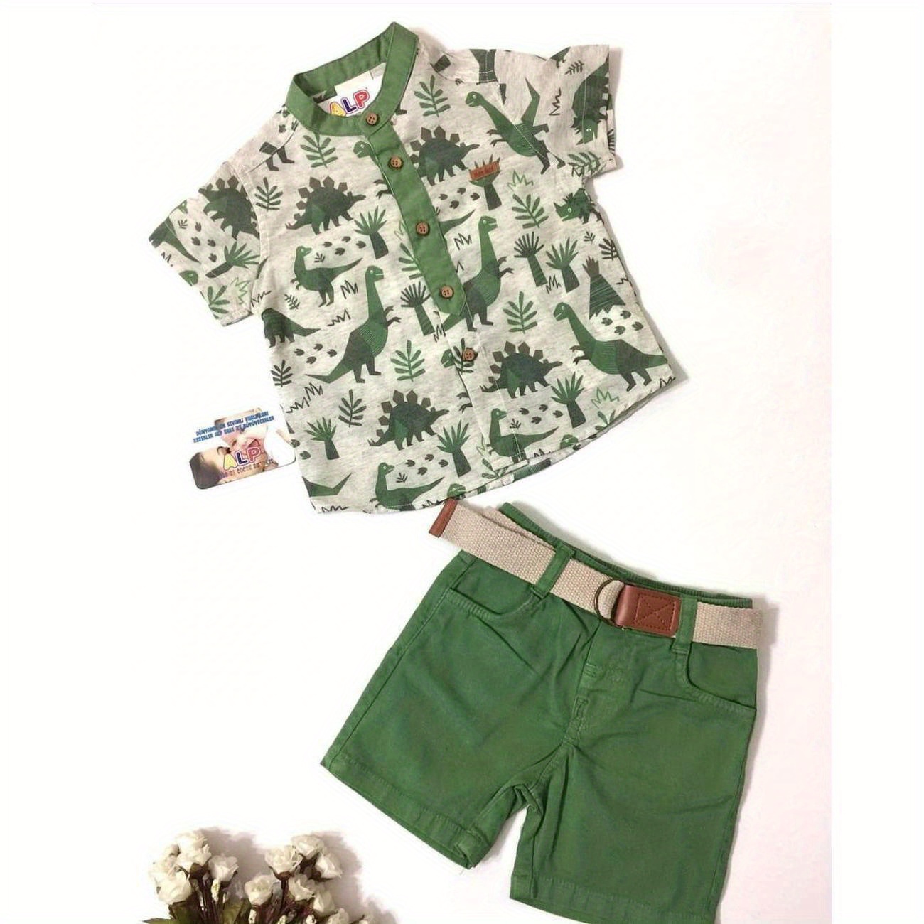 

Toddler Boy 2pcs Summer Casual Outfits, Short Sleeve Button Down Shirt + Elastic Waist Shorts Set