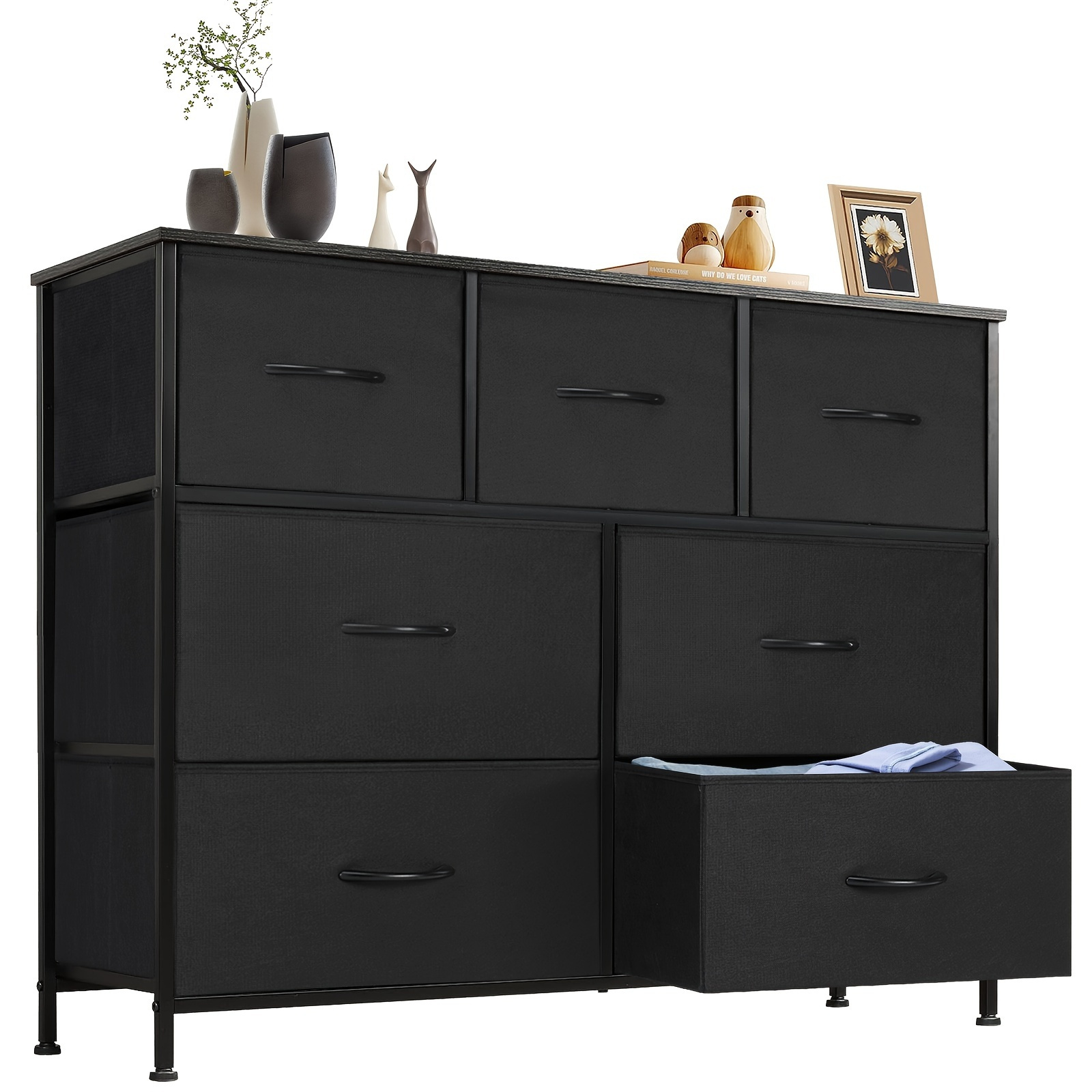 

Dresser For Bedroom, Tv Stand Fabric Storage Bins With 7 Drawers Storage Fabric Drawers, Chest Of Drawers With Wooden Top For To 45 Inches Storage Drawer Units