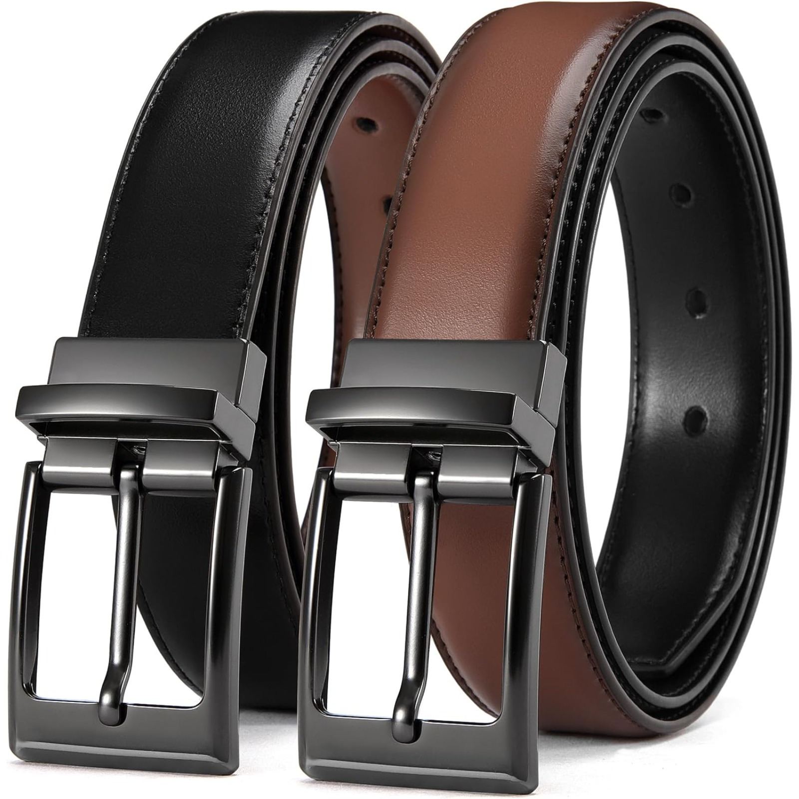 

Chaoren Leather Belt For Men - 1.25" Reversible Mens Belt For Dress Pants - 2 Styles In 1 Belt
