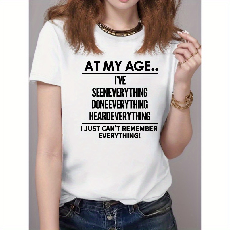 

Letter Print Crew Neck T-shirt, Casual Short Sleeve Top For Spring & Summer, Women's Clothing