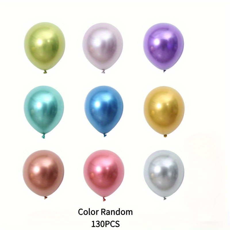 TEMU 130pcs Metallic Balloons Assorted Random Color 12inch Chrome Metallic Balloons Assorted Color Metallic Latex Balloons Birthday Helium Balloon