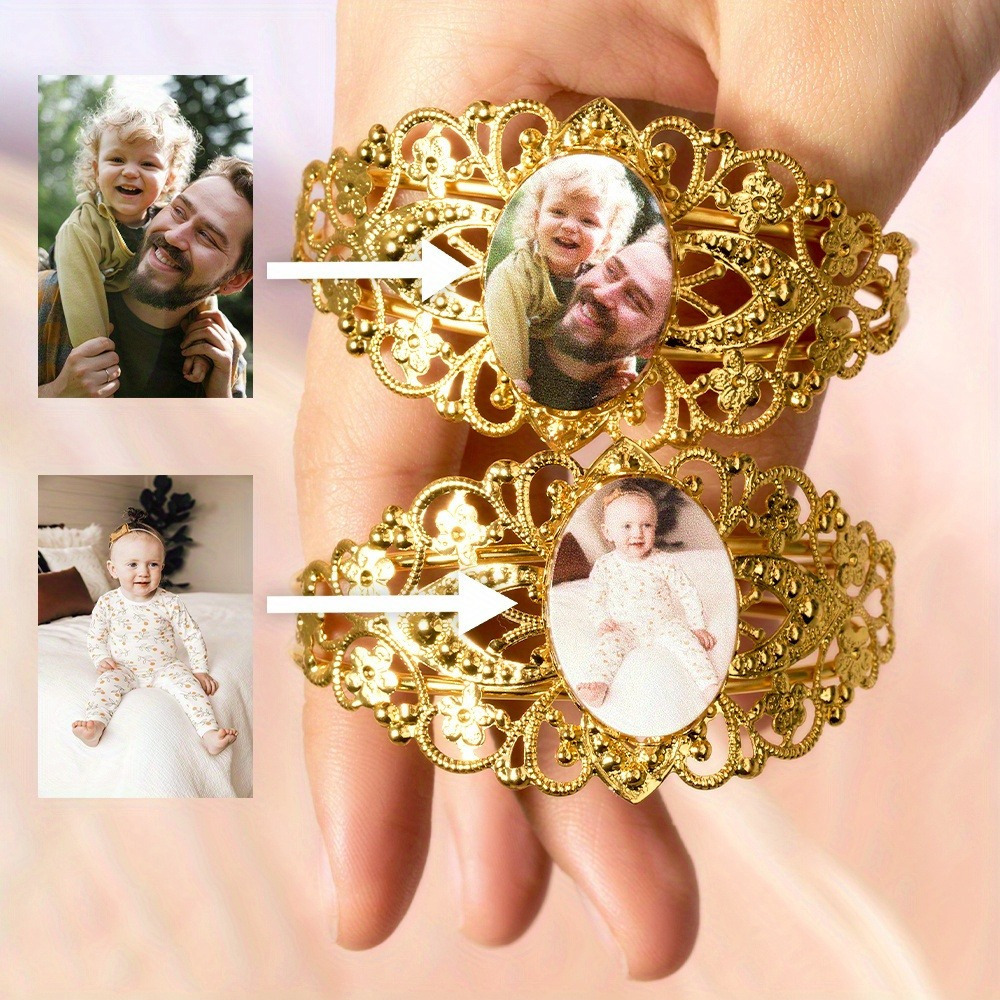 

Elegant Custom Photo Lace Bracelet - Large Size, Golden & Silvery | Birthdays, Graduations, Weddings & Anniversaries