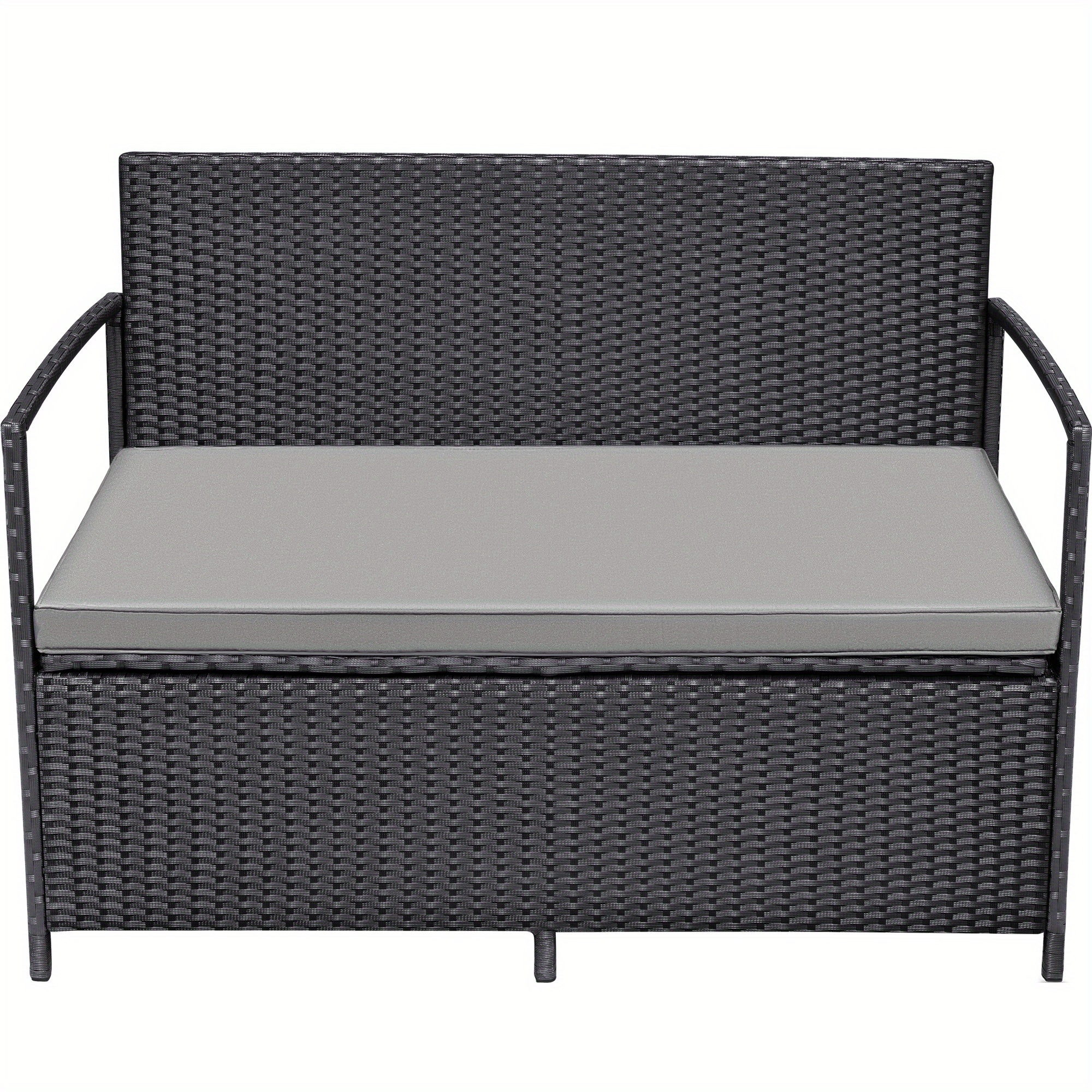 

Patio Wicker Loveseat With Cushions, 2-seat Outdoor Pe Rattan Couch, Sofa With Storage Space For Porch, Backyard, Garden, Poolside