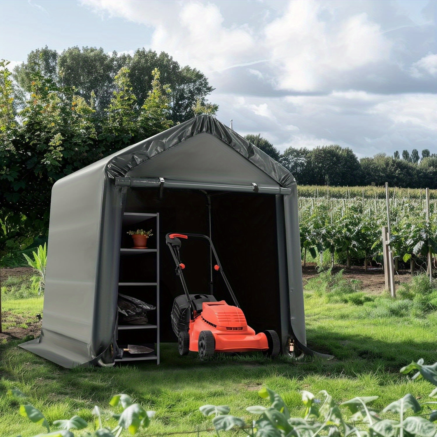 

Erinnyees Storage Shelter, 6x6 Ft Portable Shed Outdoor Carport With Roll-up Zipper Door, Uv Resistant And Waterproof Outdoor Storage Shed For Bike, Atv And Motorcycle Shelter