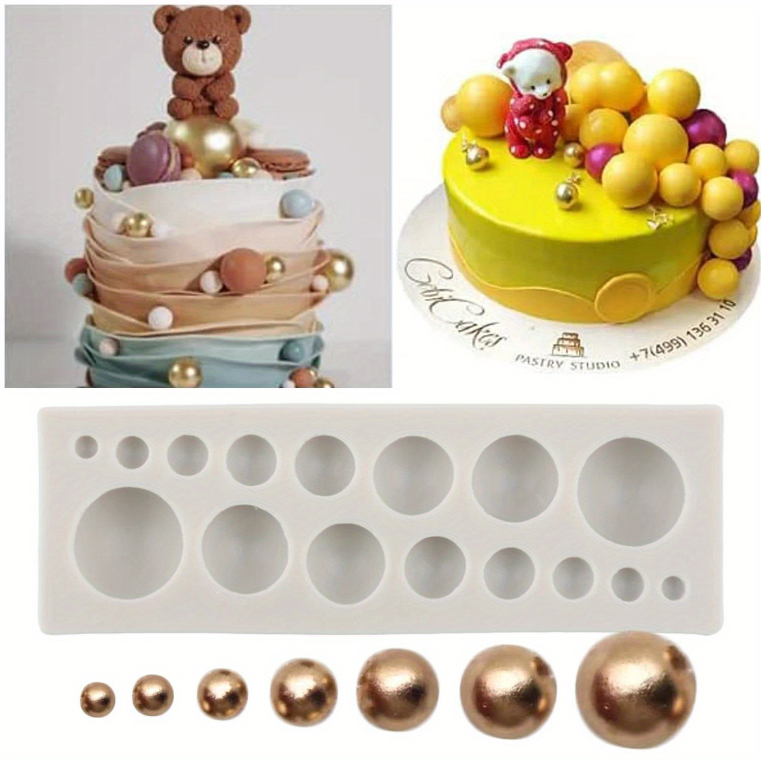 

Silicone Resin Casting Molds Set For Cake Decorations, Candy, Fondant, Chocolate - Spherical Multisize 3d Hemisphere Pearl Ball Mold Kit, Diy Baking & Crafting Tools