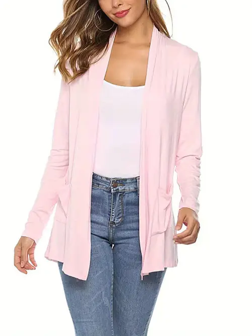 women plus size cardigan solid color long sleeve knitwear with pockets l xl xxl