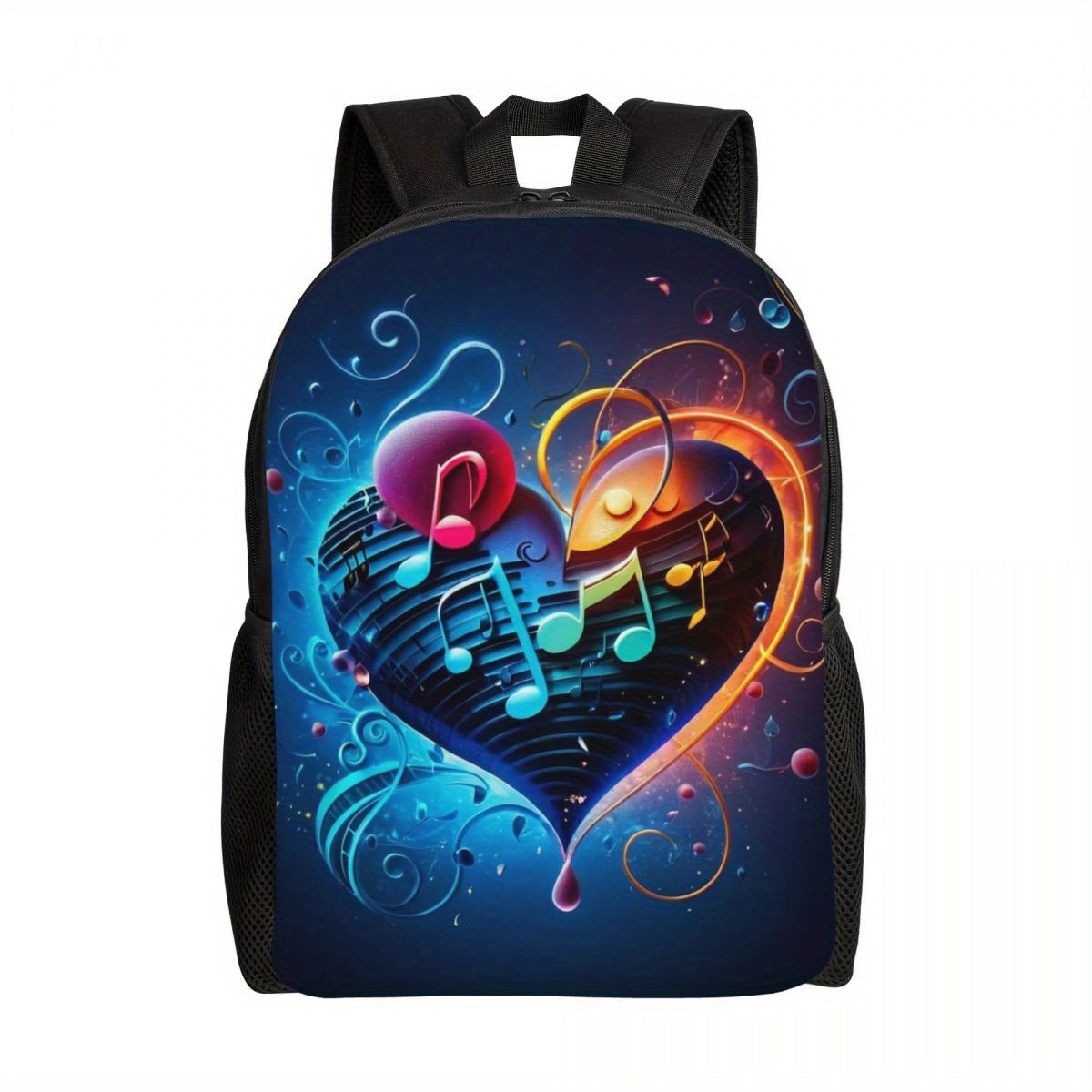 

Love Heart Music Print Backpack, Casual Bag For Men And Women, Travel Book Bag, Lightweight Laptop Bag Shoulder Bag For Outdoor College Hiking Camping
