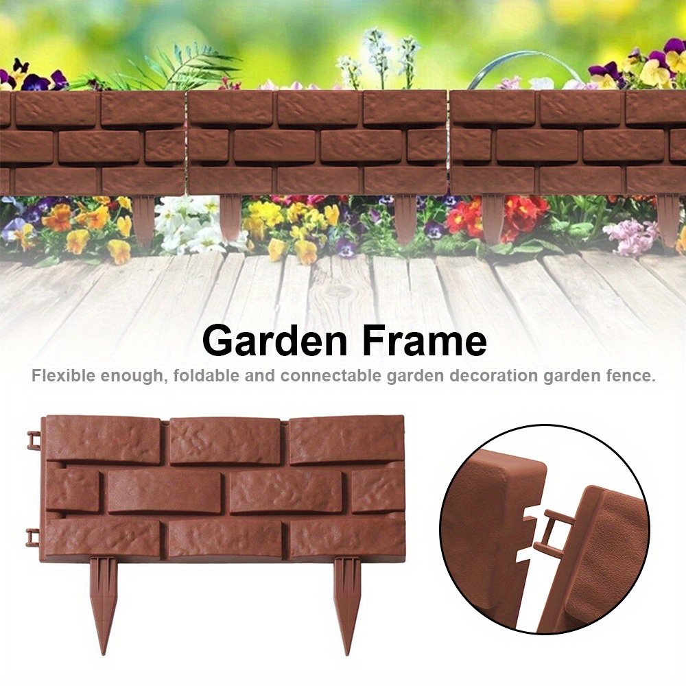 

Pp Material Flexible Interlocking Garden Fence - Diy Ground Insert Garden , Stone Brick Style Lawn Border Guardrail For Outdoor Landscaping, Patio & Garden Decoration - 1pc
