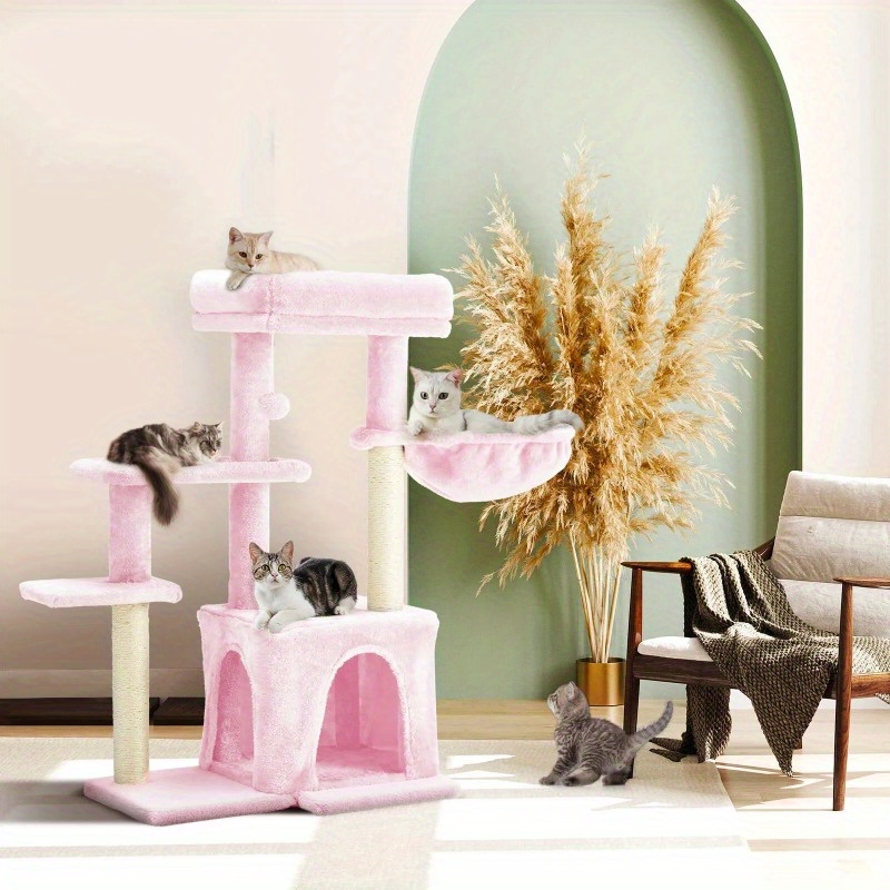 

33" Cat Tree, Multi-level Cat Tower For Indoor Cats With Scratching Posts, Pink