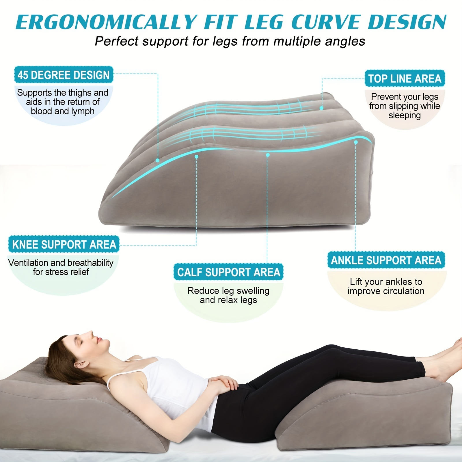 1pc inflatable leg knee   support cushion wedge pillow gently elevates legs to relax muscles comfort   details 2