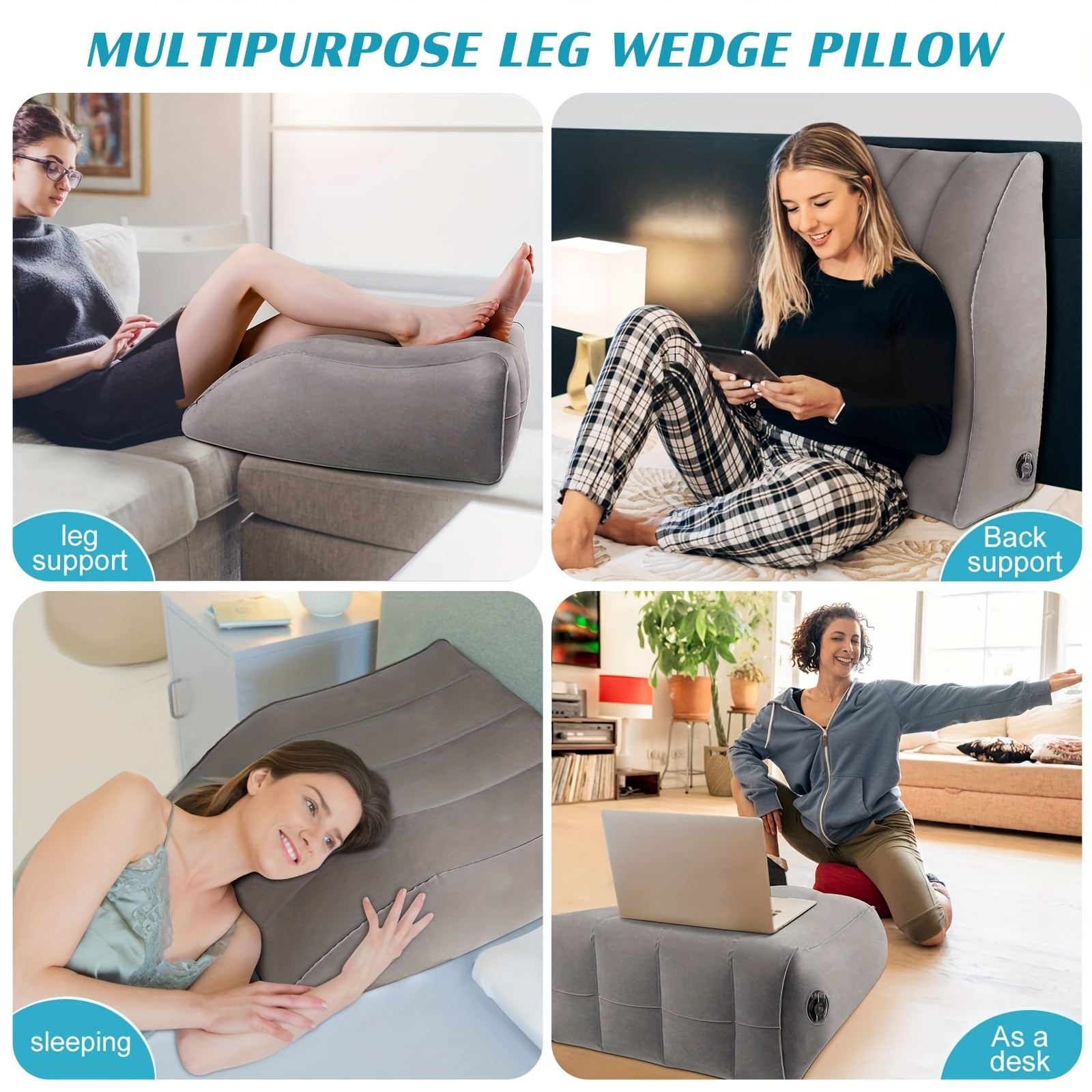 1pc inflatable leg knee   support cushion wedge pillow gently elevates legs to relax muscles comfort   details 3