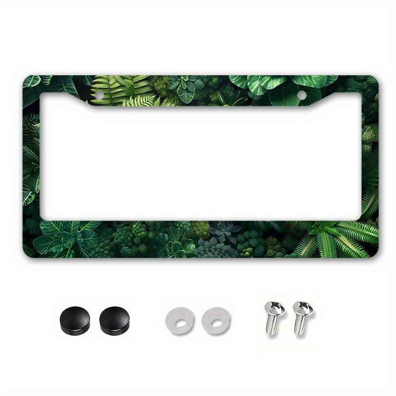 

1pc 6.3x12.2inch(16x31cm) Metal License Plate Frame Cover Tropical License Plate Frame Cover Decorative Car Front License Plate