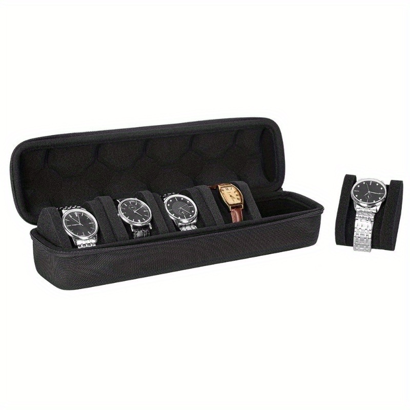 

Portable Watch Storage Organizer Case With , Watch Display Stand Holder For Smart & Traditional Watches - No Power Required