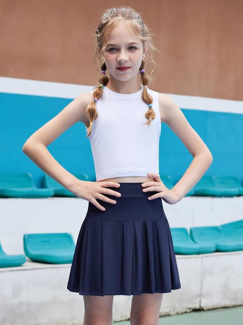 Jupe-short De Tennis Pour Fille Avec Short Intégré - Tissu Stretch Respirant, Poche, Pour Sport Et Loisirs