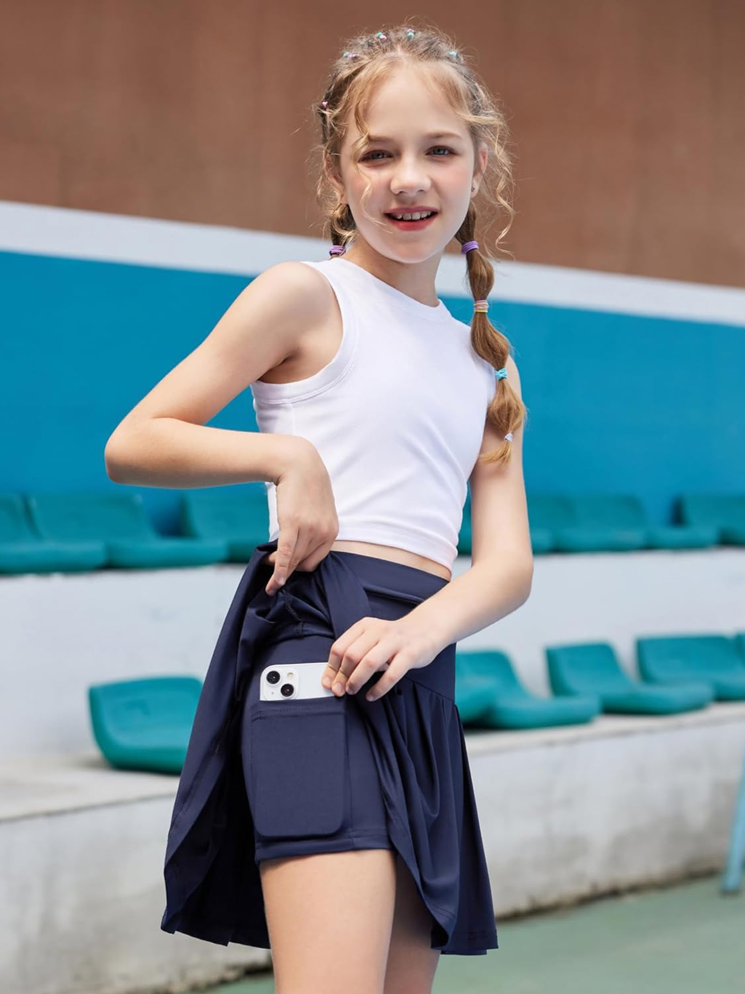 sporty navy blue pleated tennis skirt shorts Temu