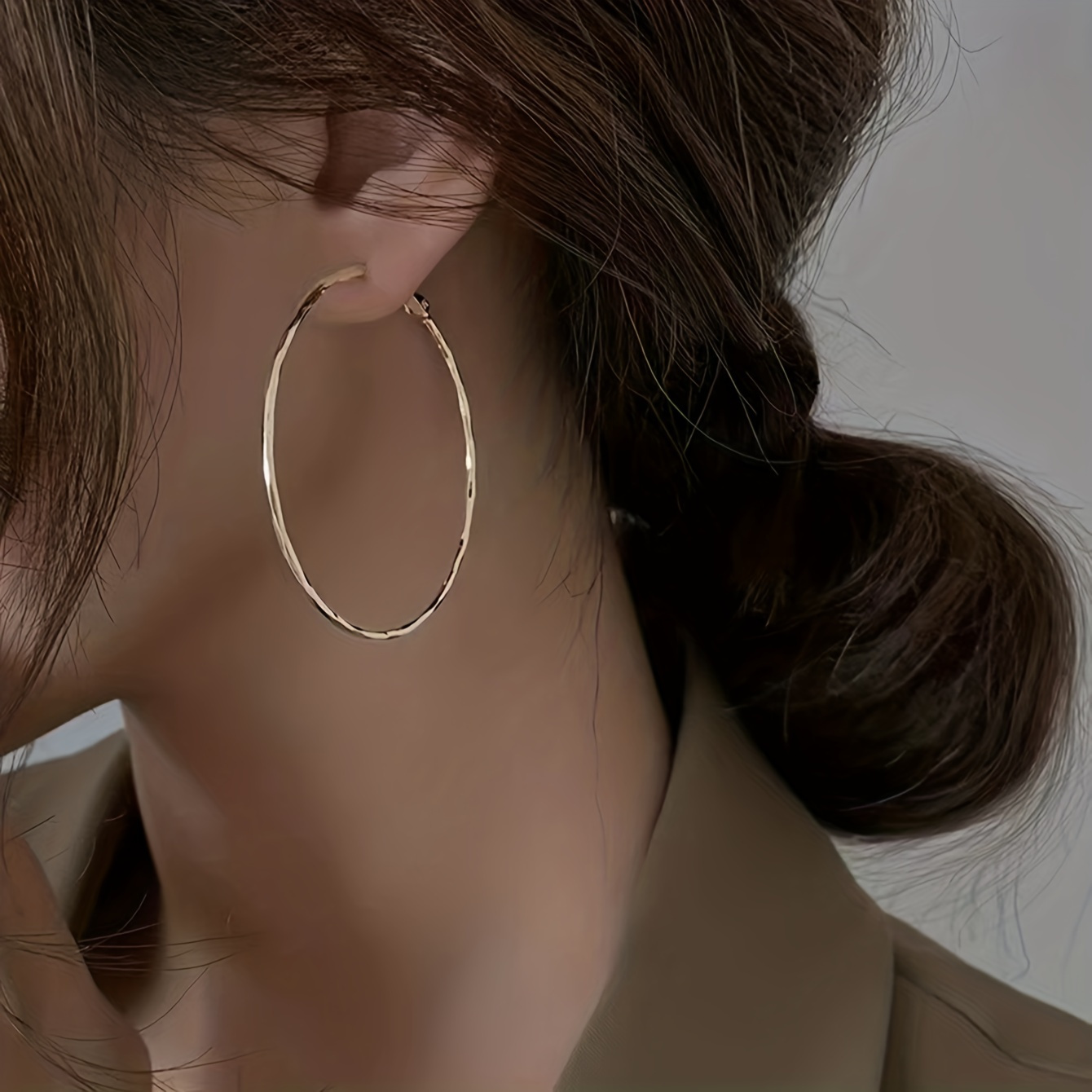 

Exaggerated Hollow Hoop Earrings 14k Plated Jewelry Simple Leisure Style For Women