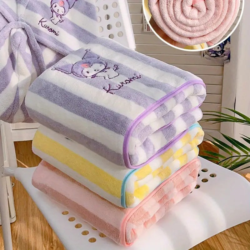 

3pcs Authorized By Sanrio Cinnamoroll Kuromi Melody Towel Set Soft Microfiber Coral Velvet Absorbent Towels