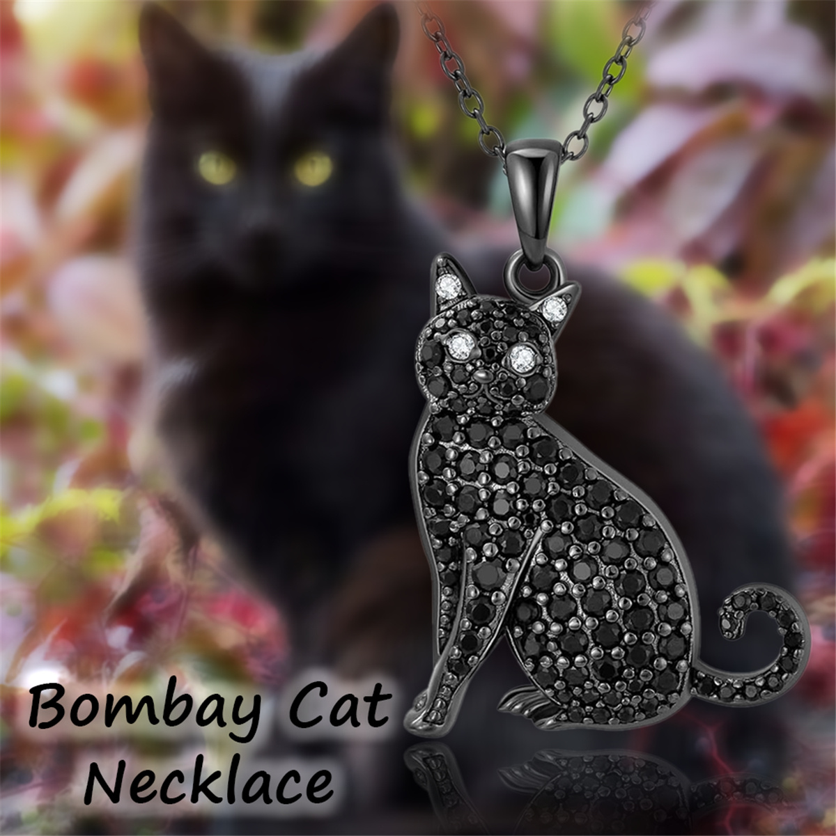 

Creative Cute Shining Rhinestone Elegant Black Cat Pendant Necklace For Women Pet Kitten Jewelry Accessories Stainless Steel Chain Unique Cat Lover Birthday Holiday Gift