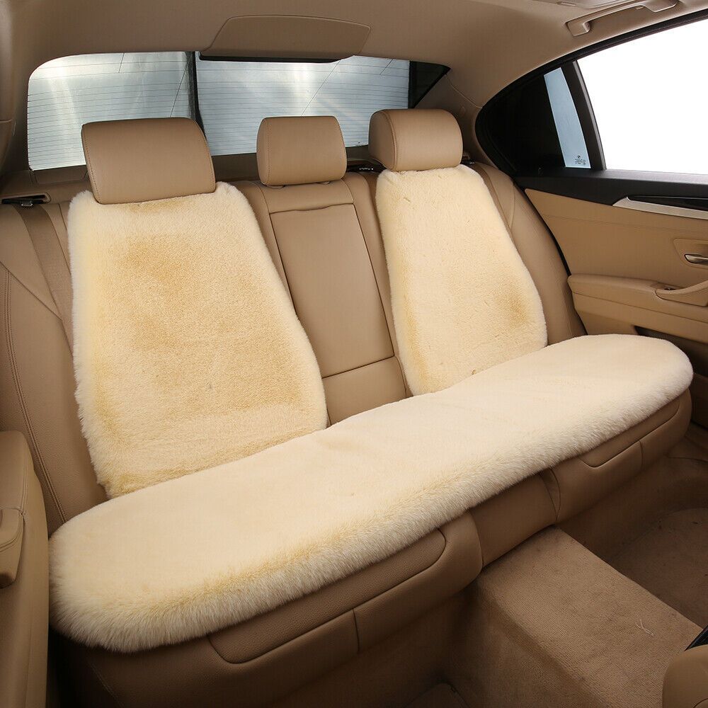 Fluffy Fuzzy Sheepskin Car Seat Covers For Universal Soft Cozy Fur Auto Wool Seat Cushion Accessories Automobiles 3 Pack Front Black P 68505993