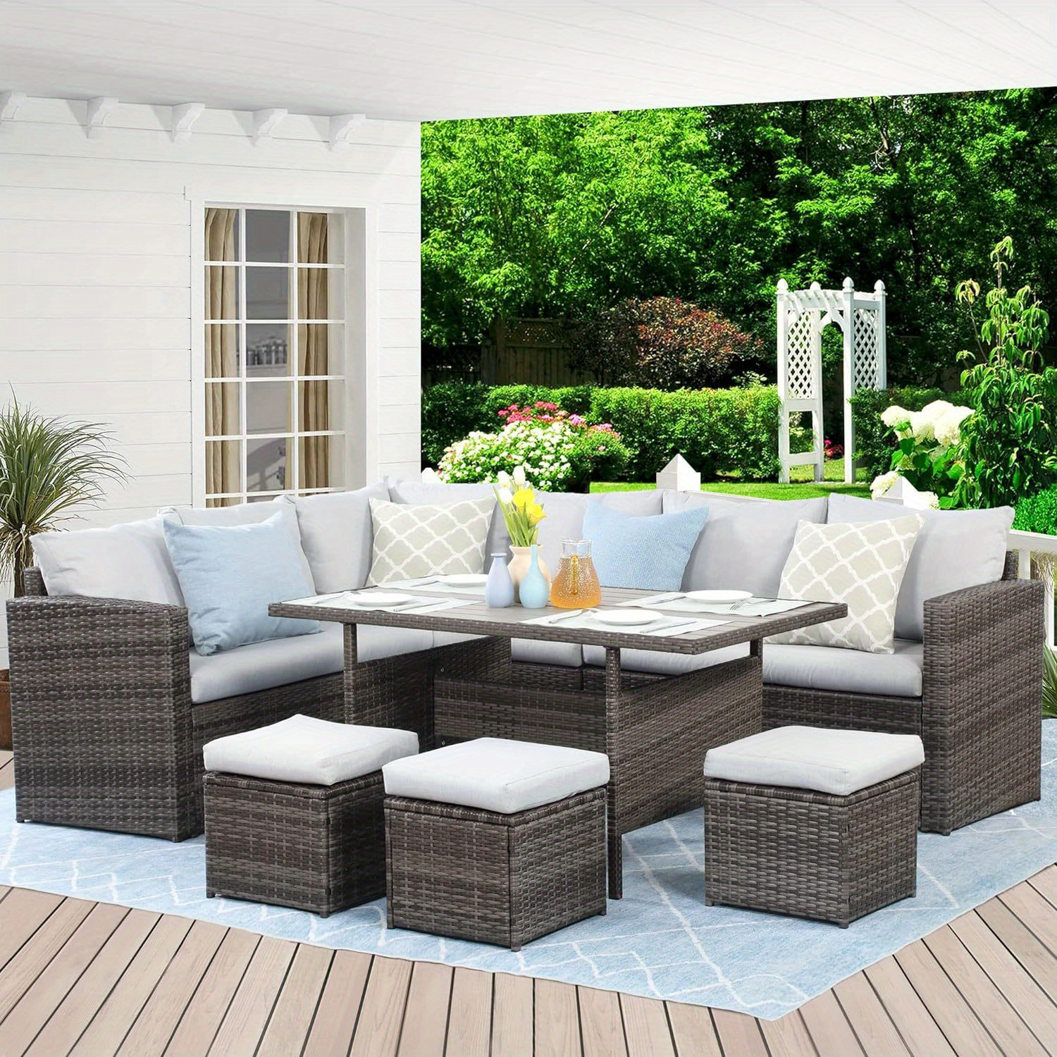 Dining Table L Shaped Outdoor Sectional L Shaped Patio Furniture