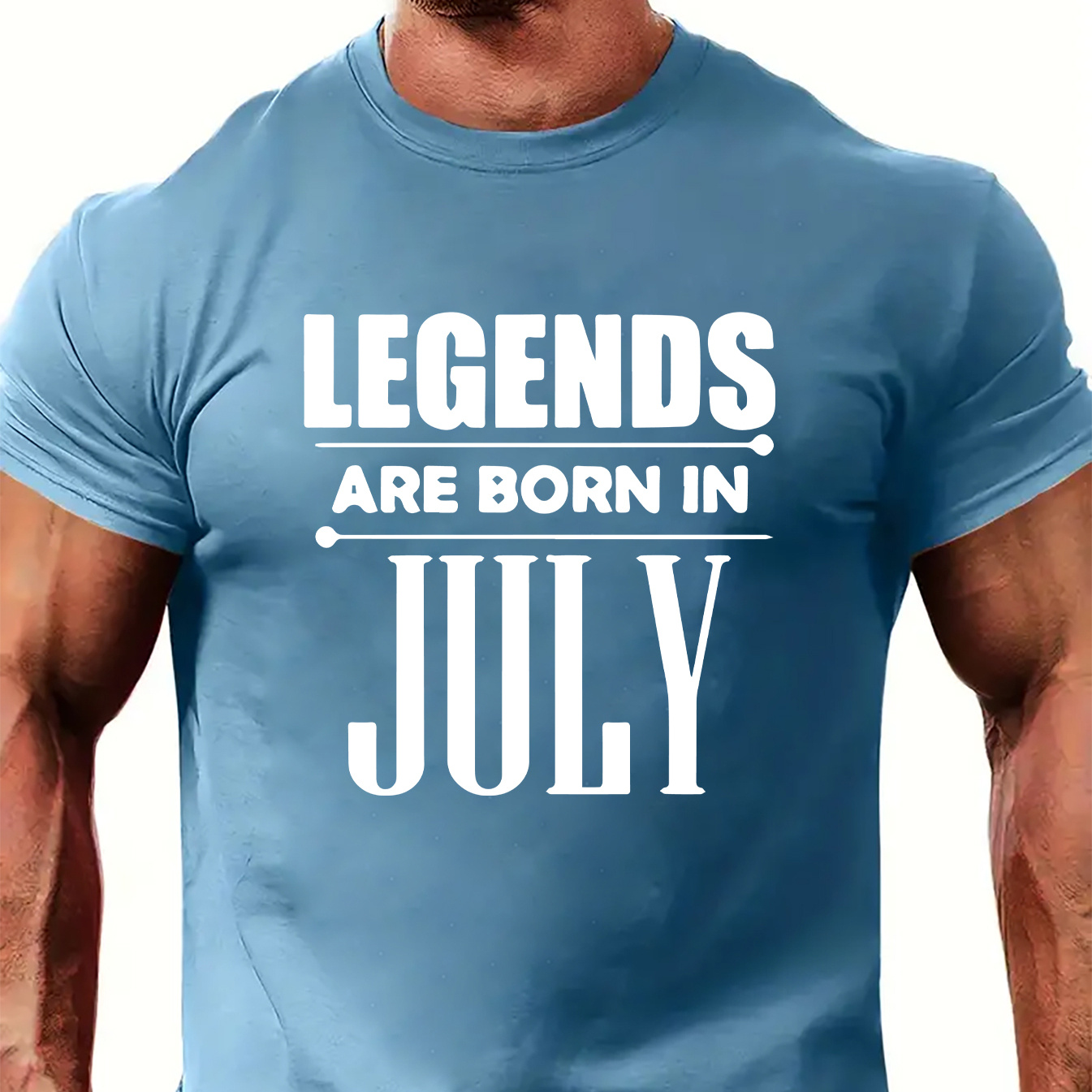 

Simple Legends Are Born In July Sentence Print T-shirt - Trendy Casual Style With Comfy Short Sleeves - Perfect For Summer Outdoor Activities