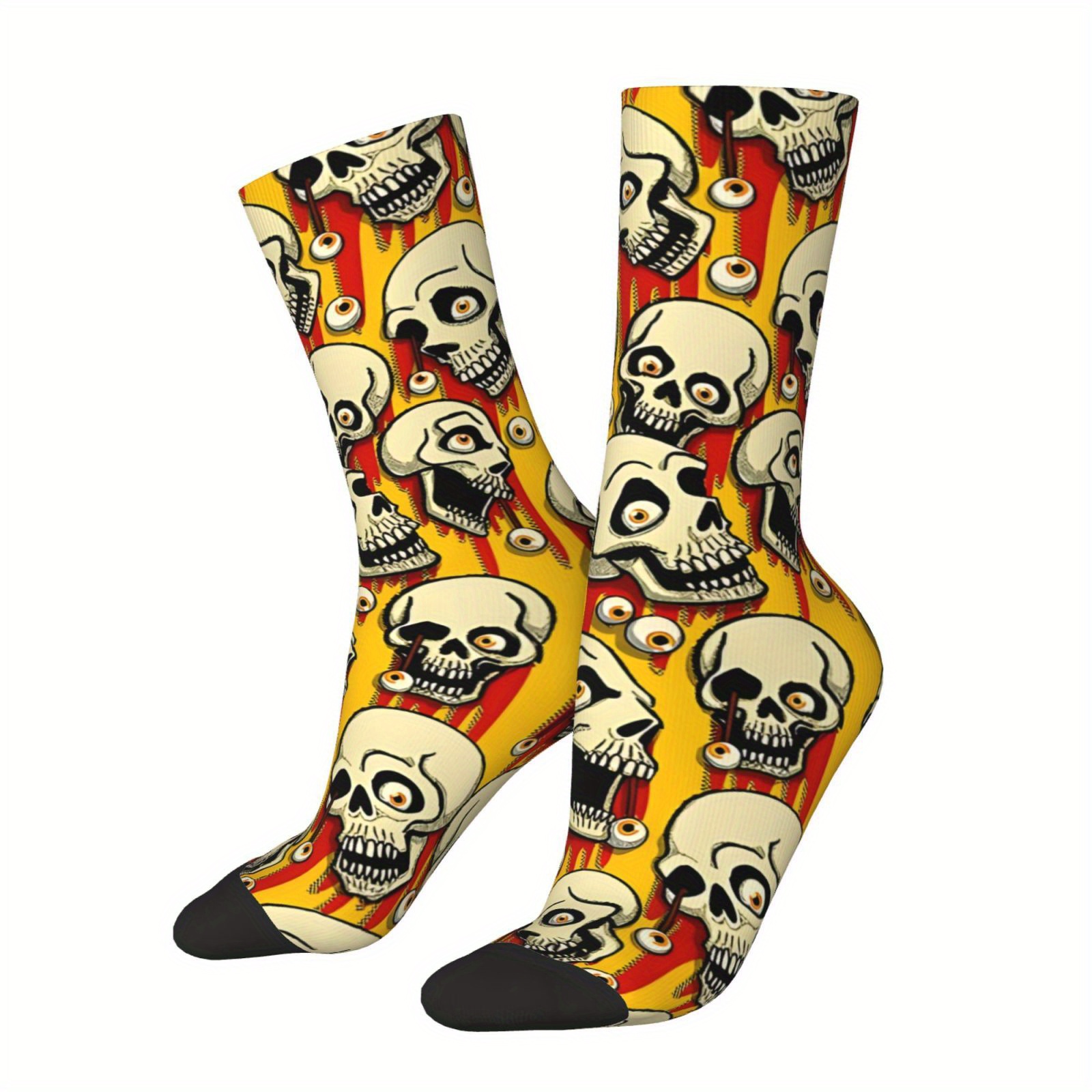 

1 Pair & Eyeballs Pattern Men's Mid-calf Socks, Comfortable & Breathable Unisex Socks, Best Gift