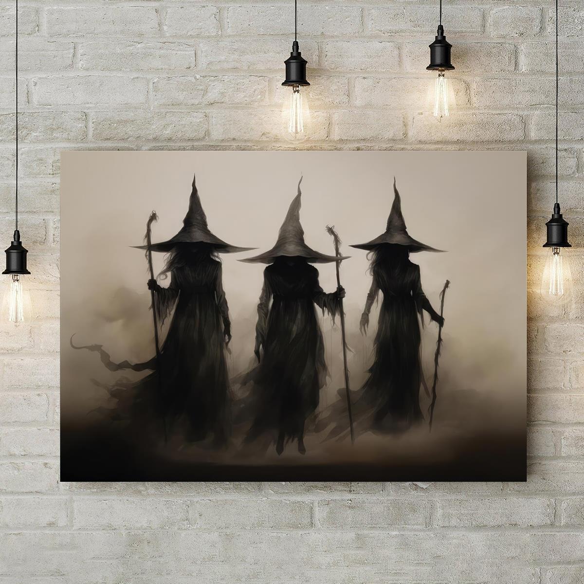 

Unframed Vintage Halloween Poster: Artistic Witch Decor For Home And Office - Waterproof Canvas Wall Art - 1pc