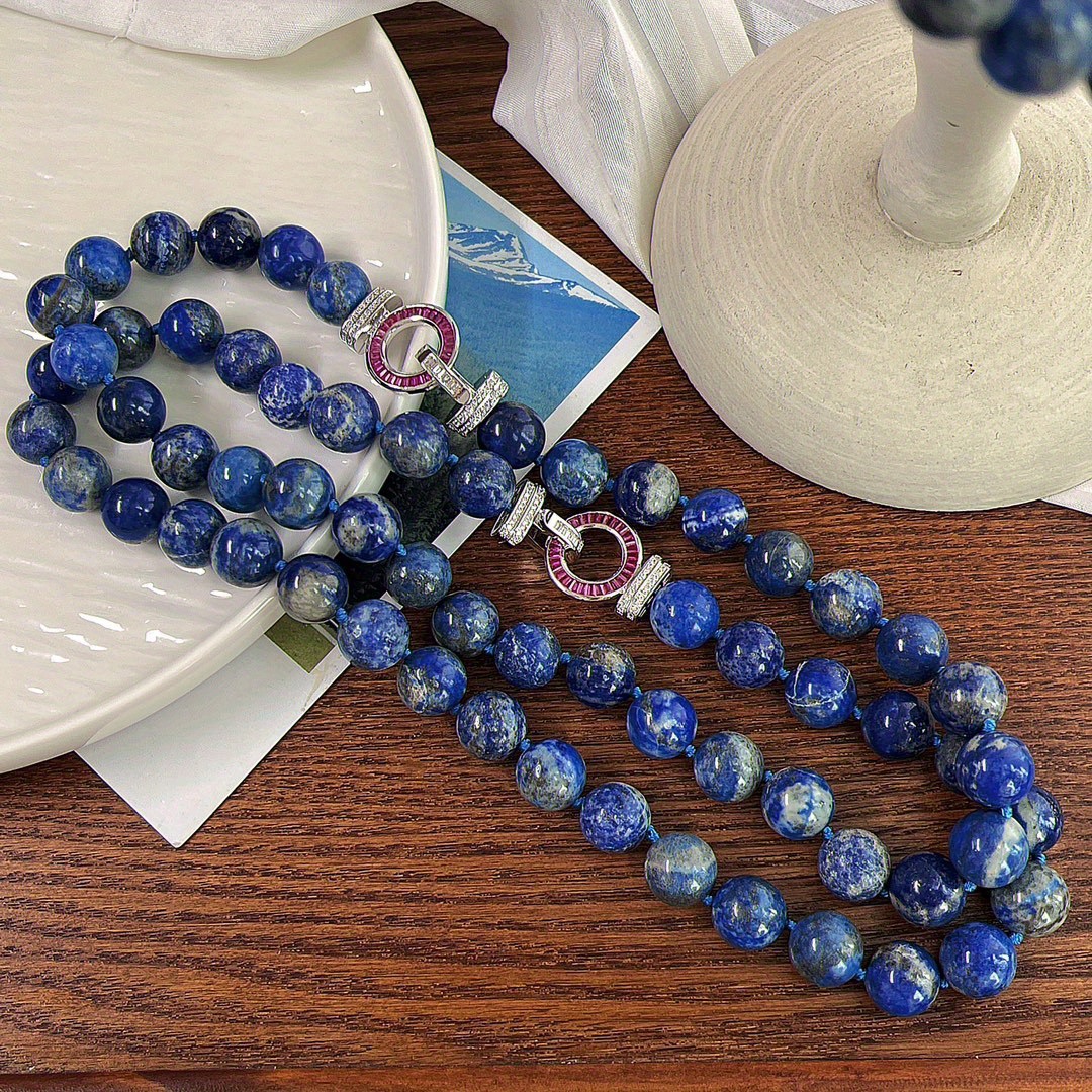 exquisite   bead necklace 12mm natural stone versatile luxurious   casual attire or parties ideal gift for her details 3