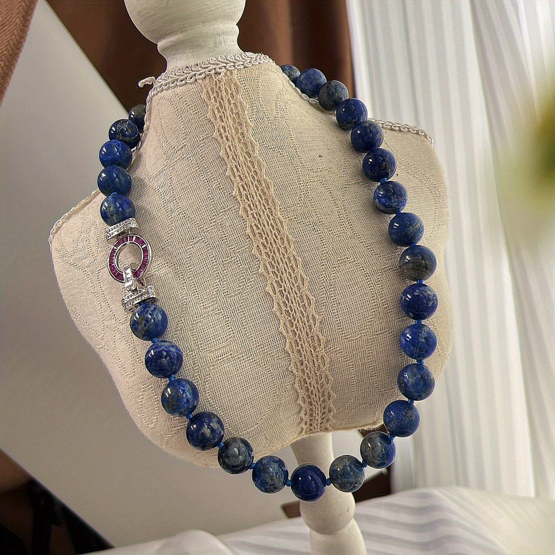 exquisite   bead necklace 12mm natural stone versatile luxurious   casual attire or parties ideal gift for her details 7