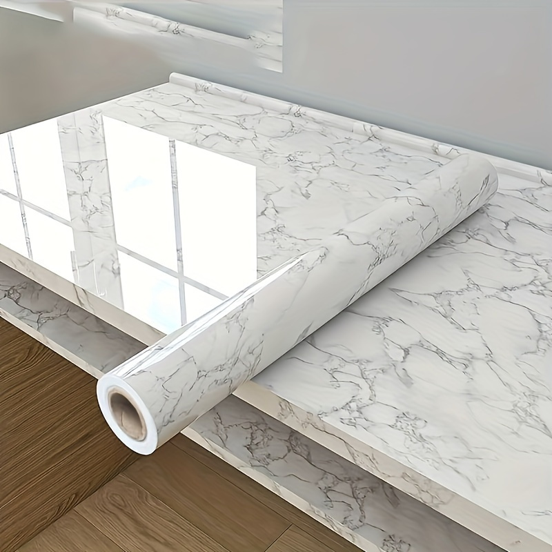 

1pc Elegant Marble Pattern Self-adhesive Shelf Liner - Waterproof, Heat & Oil Resistant, Easy To Clean For Kitchen & Bathroom Cabinets, Furniture Refurbishment, Kitchen Cabinet Liner Waterproof