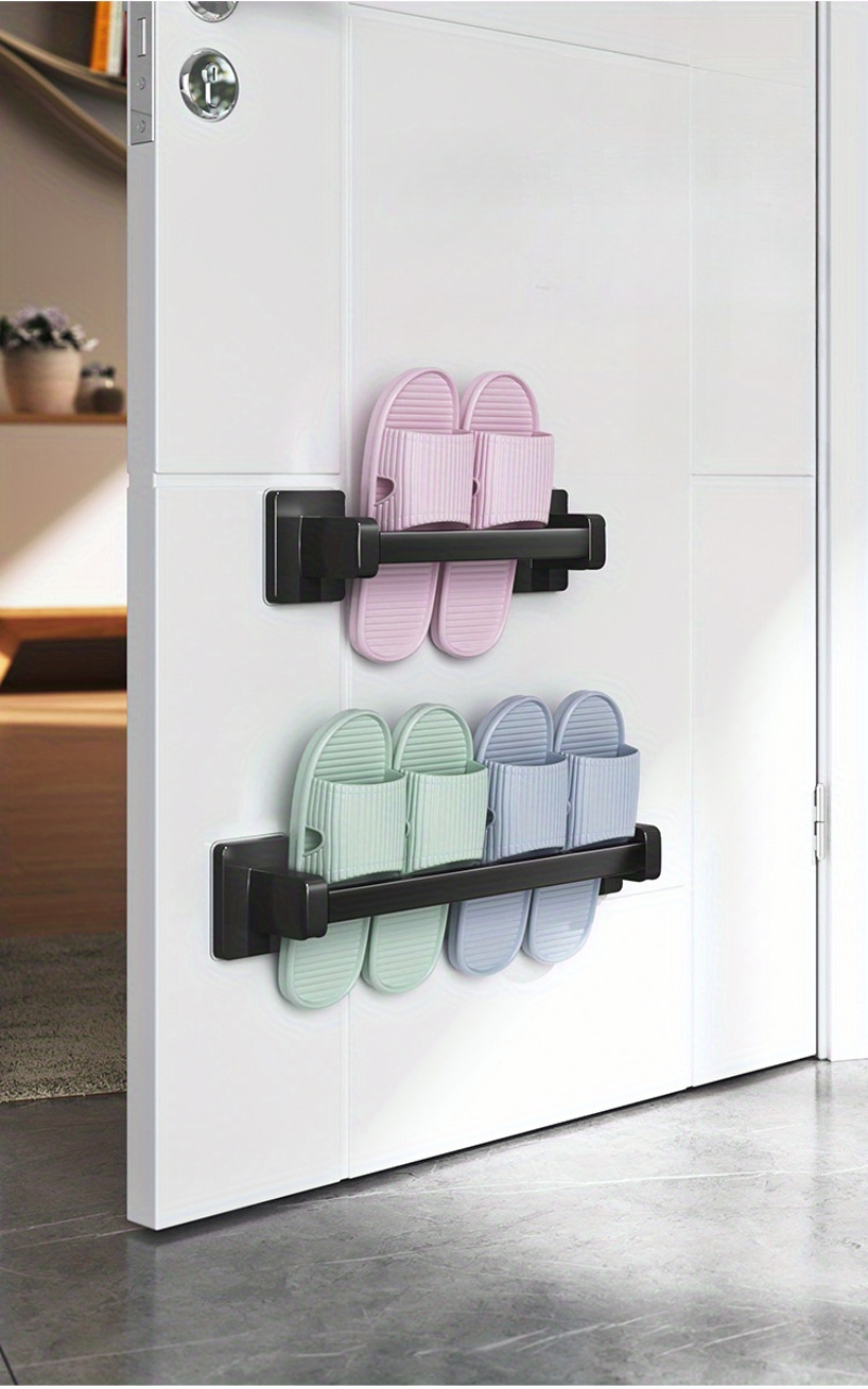 1pc no drill metal slipper rack for bathroom wall mounted shoe organizer space saving storage solution details 2