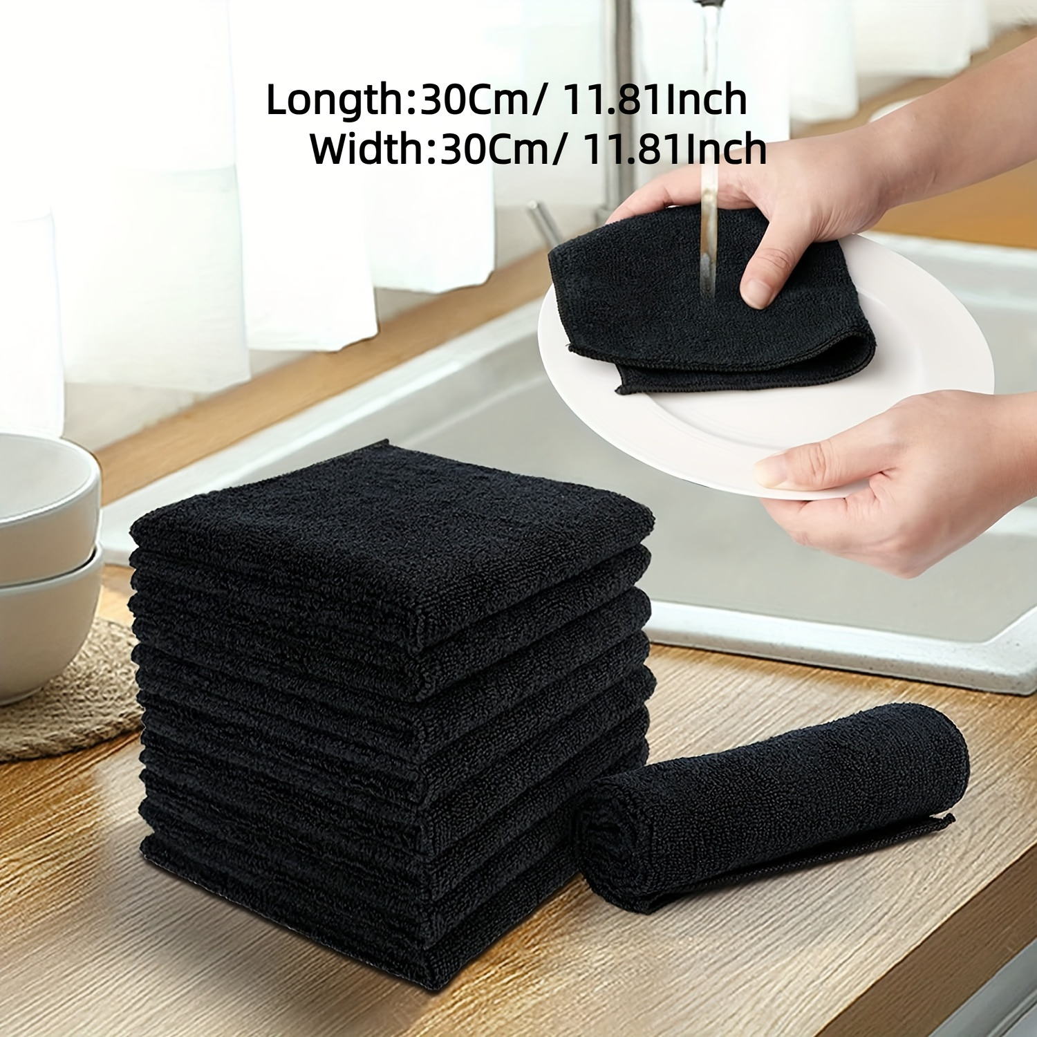 12 Pack Microfiber Cleaning Towels - Scratch-Free, Fast-Drying, Super-Absorbent Dishwashing Cloths - Multipurpose Stain-Hiding Boat& Kitchen & Household Cleaning Rags